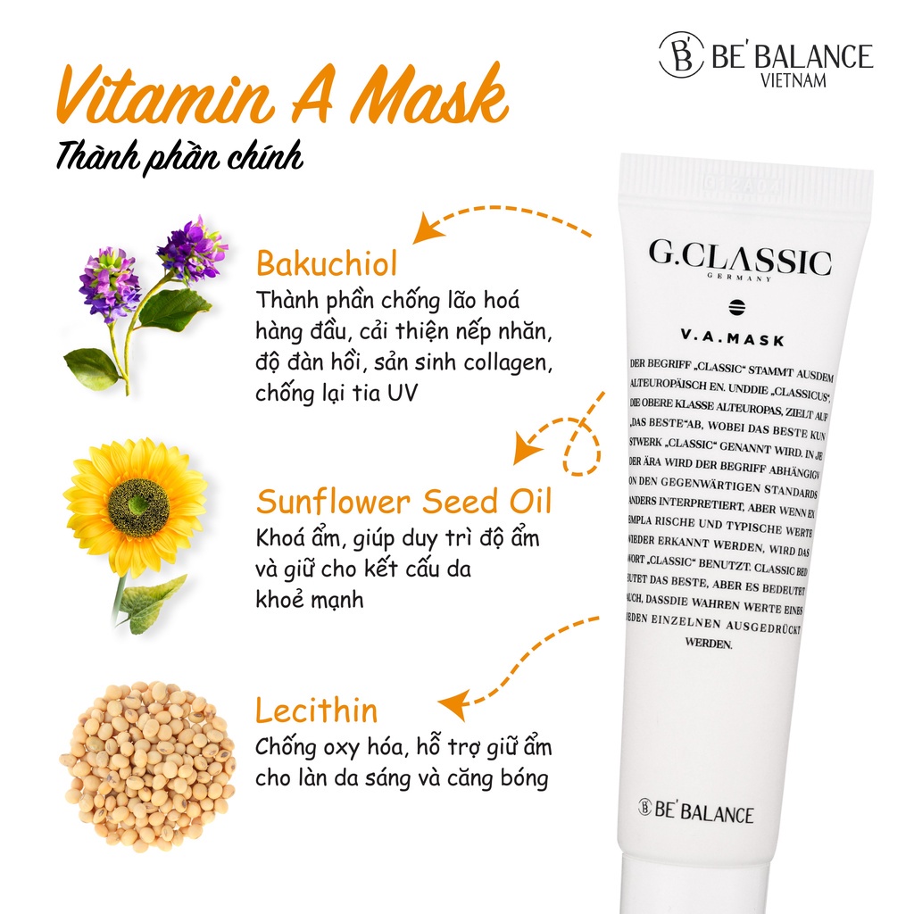 Mặt nạ ngủ Be'Balance GClassic VITAMIN A Mask 20g