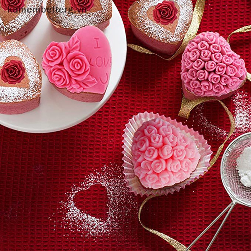 1 Khuôn silicone Hình Trái Tim Làm Bánh cupcake