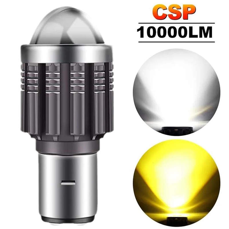 Đèn Pha Led H4 BA20D P15D 9-85V Dèn Xe Máy Siêu Sáng Mio125 MINI Hai Màu Chuyên Dụng Cho Xe Mô Tô yk