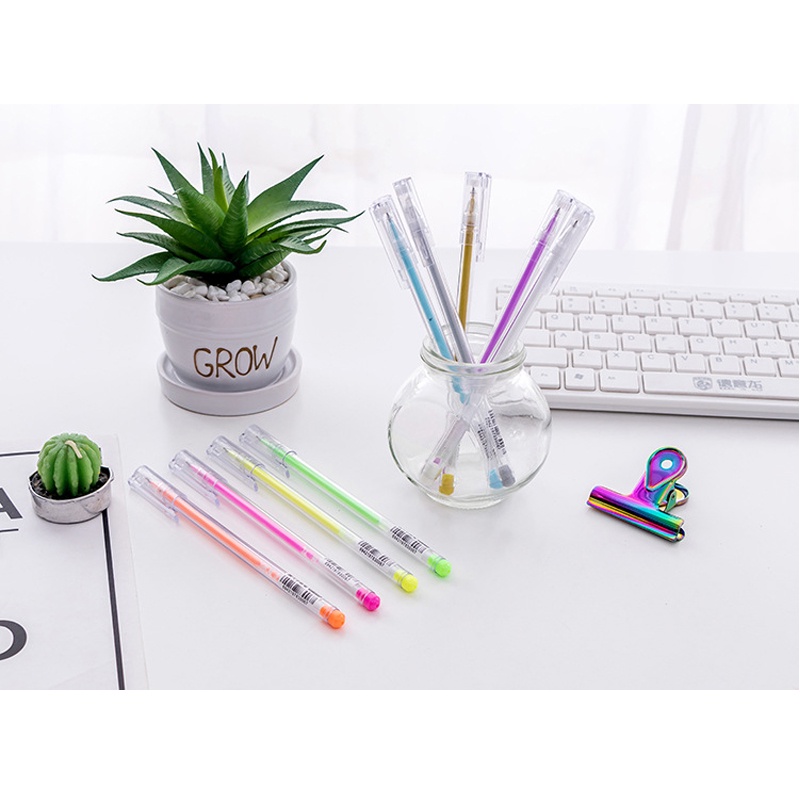 Bút mực gel 9 màu ngòi 0.5mm  nhiều màu cute nắp đậy dùng để viết calligraphy trang trí sổ dễ GARIN
