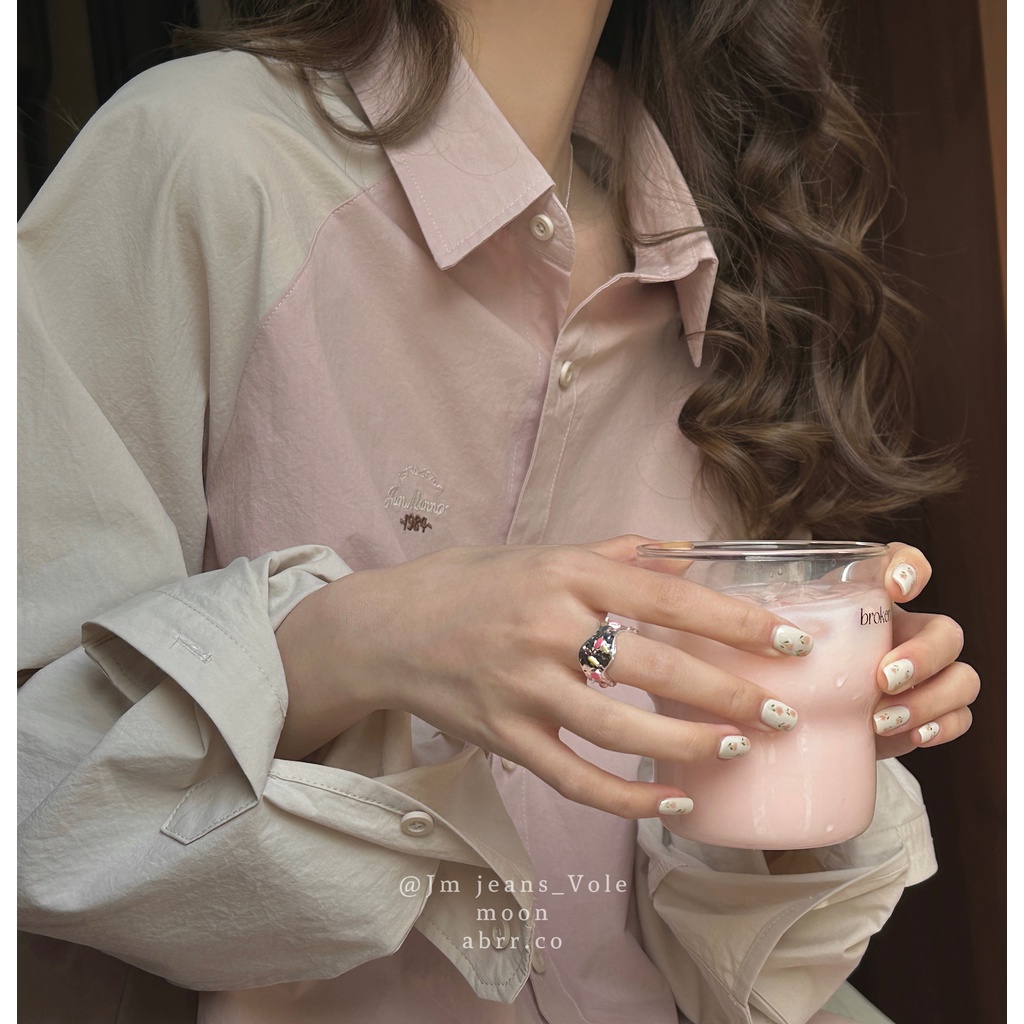 Suxi Áo Sơ Mi Tay Dài Dáng Rộng Màu Hồng Phong Cách vintage Dễ Phối Đồ Thời Trang Mùa Thu Cho Nữ