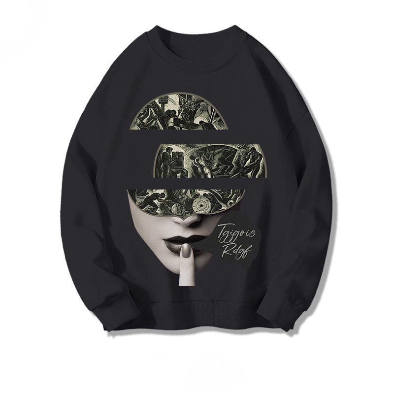 SUXI Áo Nỉ Dài Tay Phong Cách vintage Thời Trang Mùa Thu