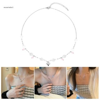 ✿ vòng cổ choker mặt trái tim pha lê hồng thời trang