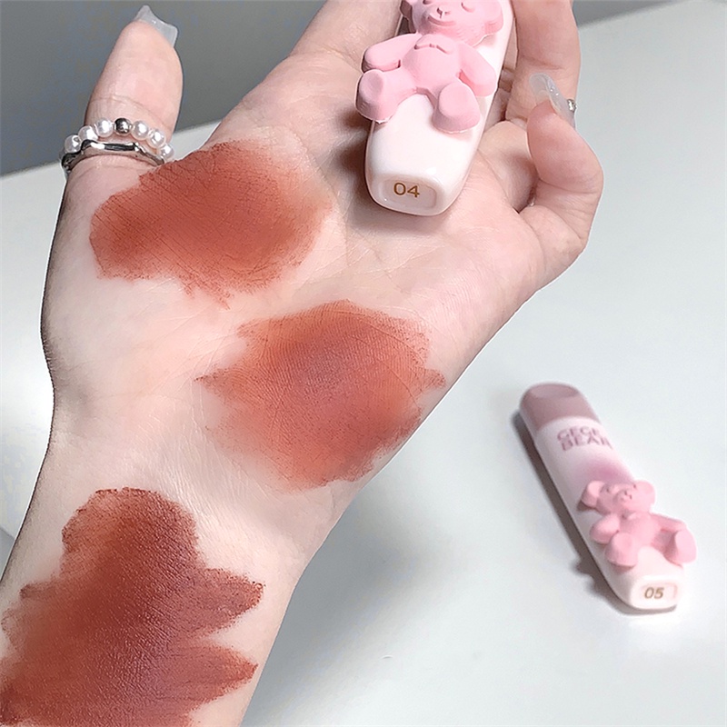 Abpopa Son Môi Cho Màu Lì Lâu Trôi Và Dưỡng Ẩm Môi Trang Trí Hình Gấu Đáng Yêu