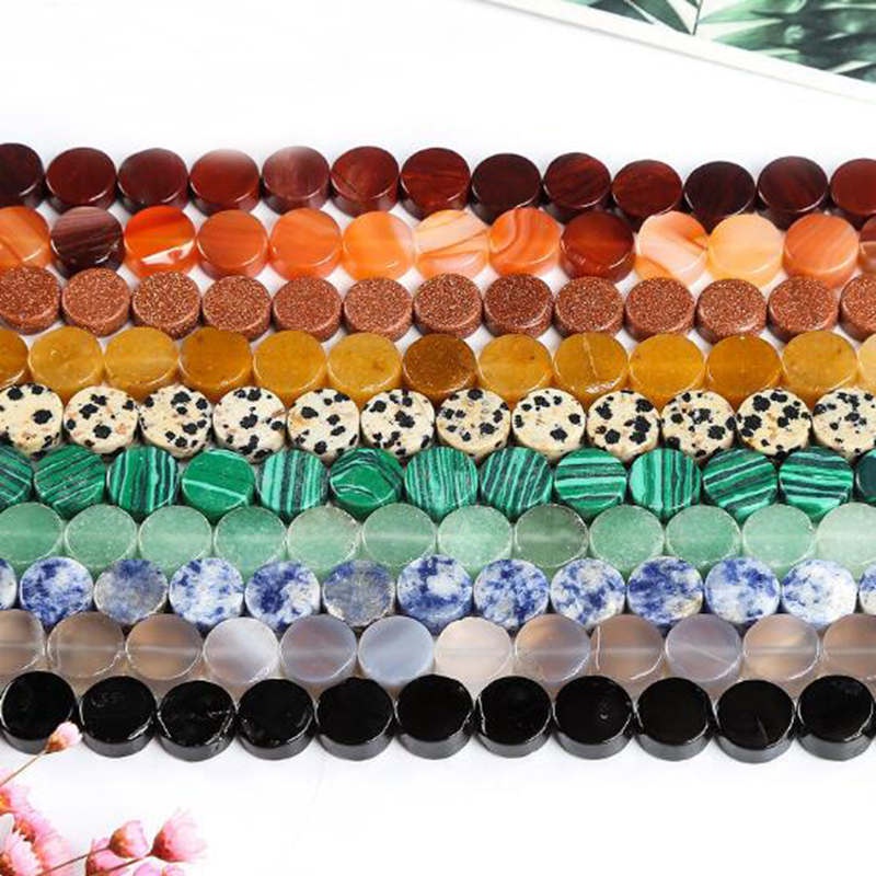 Chuỗi Hạt Đá Tròn Dẹt 10mm Tự Làm Trang Sức Tiện Lợi