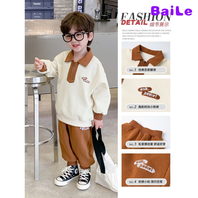 Bộ Đồ Hai Mảnh Áo Thun polo Cổ Bẻ Thoải Mái Thời Trang Xuân Thu Cho Bé Trai