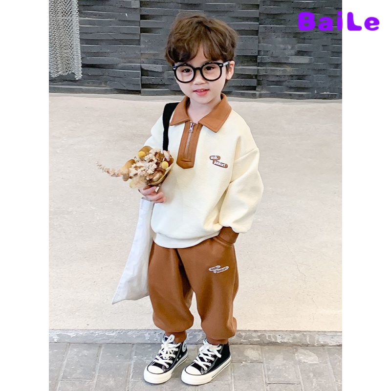 Bộ Đồ Hai Mảnh Áo Thun polo Cổ Bẻ Thoải Mái Thời Trang Xuân Thu Cho Bé Trai