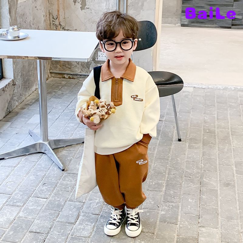 Bộ Đồ Hai Mảnh Áo Thun polo Cổ Bẻ Thoải Mái Thời Trang Xuân Thu Cho Bé Trai