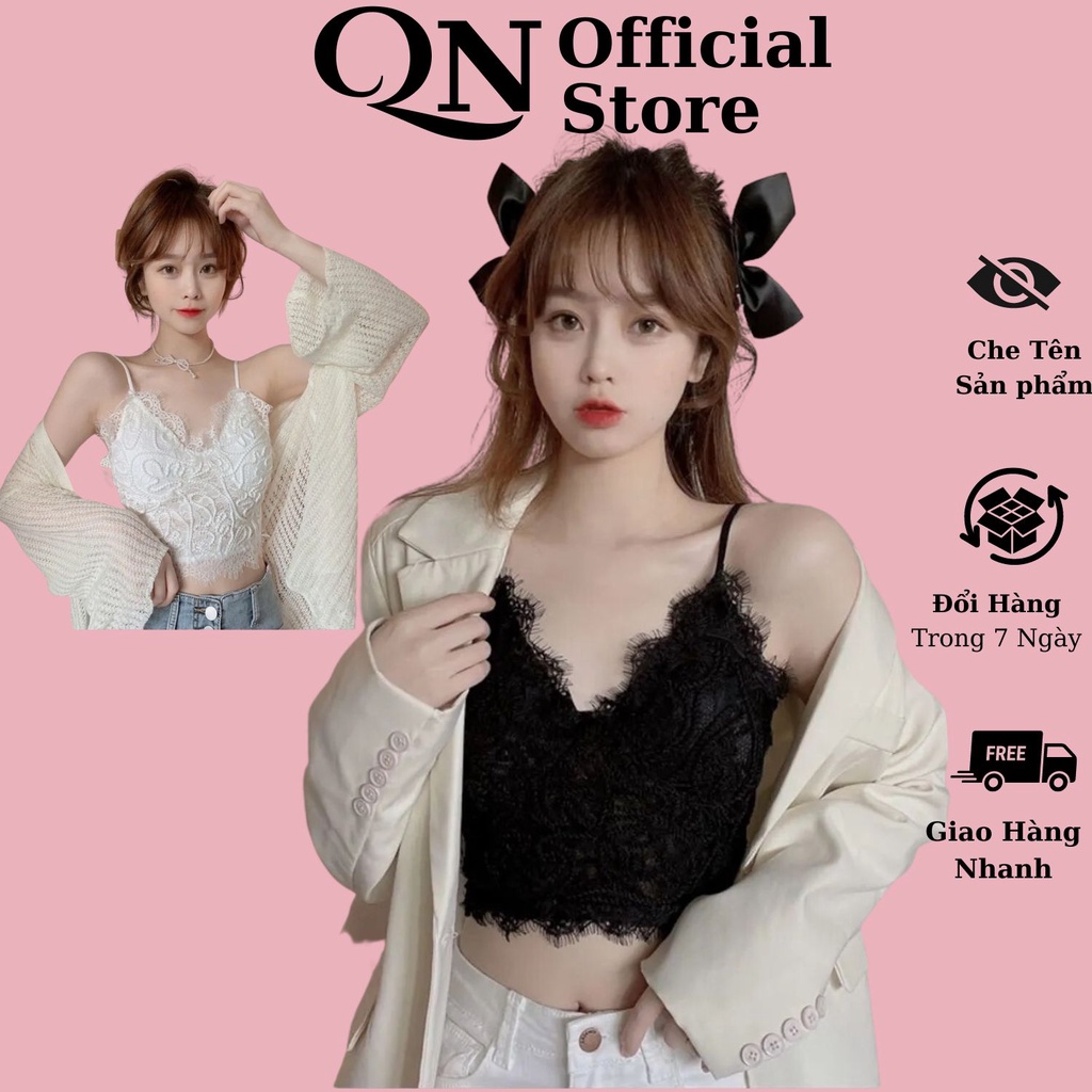 Áo Bra 2 Dây Croptop Viền Ren Hoa Thoáng Mát, Mềm Mịn CLOVER - 1717