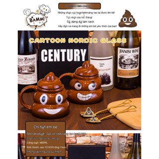  Cốc đựng phân hài hước có nắp thìa Baba gốm sứ cho bé trai hộp quà nhỏ văn phòng sáng tạo 