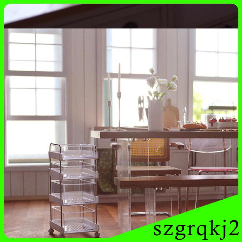 Mô Hình Xe Đẩy 4 Tầng Mini Tỉ Lệ 1: 6 Tự Làm Đồ Thủ Công Giá Đỡ Có Bánh Xe Cho Nhà Búp Bê