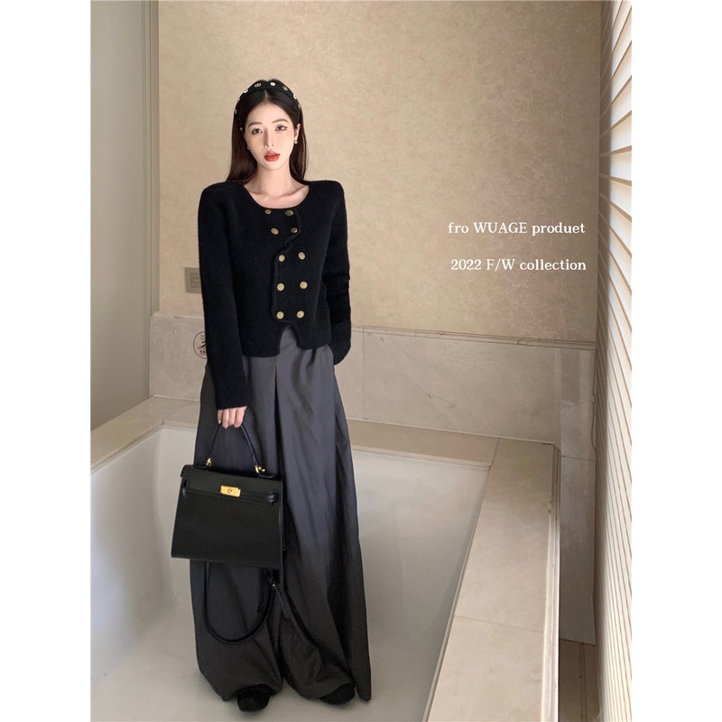 Áo Khoác cardigan Dệt Kim Tay Dài Dáng Ngắn Thời Trang Cho Nữ