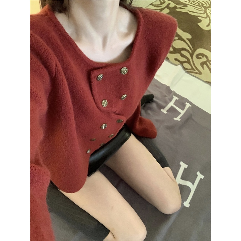 Áo Khoác cardigan Dệt Kim Tay Dài Dáng Ngắn Thời Trang Cho Nữ