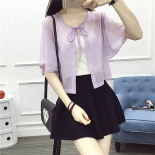 Áo Khoác Voan Mỏng Ngắn Tay Chống Nắng Cỡ Lớn Hợp Thời Trang Cho Nữ