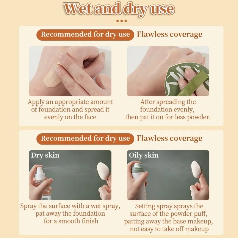 Bông Mút Trang Điểm Ướt / Khô Chất Liệu cotton Mềm Mại Co Giãn Tốt Tiện Dụng