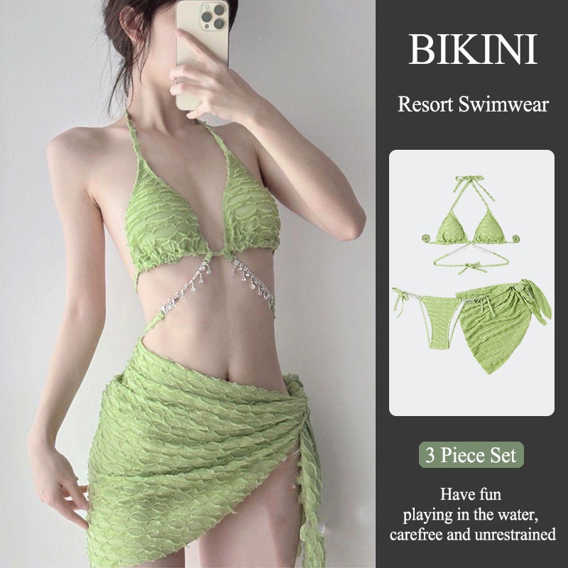 Bộ Đồ Bơi bikini Ba Mảnh Thời Trang Hàn Quốc Quyến Rũ Cho Nữ