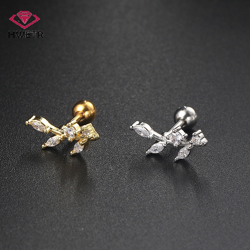 1 Khuyên Xỏ Tai Hình Xoắn Ốc Đính Đá zircon Mới