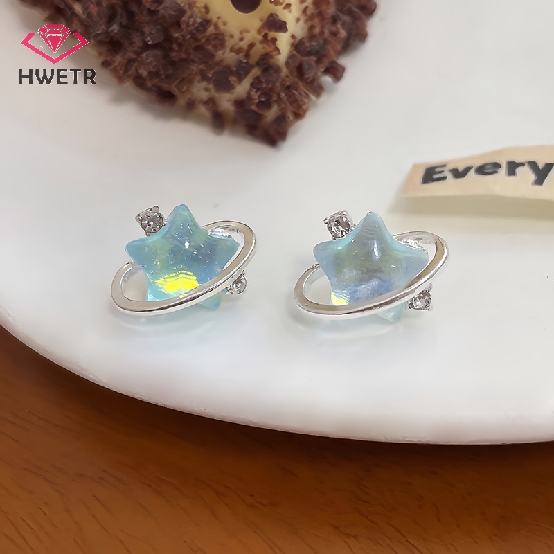 Khuyên Tai Đính Đá Pha Lê Xanh Dương Hình Ngôi Sao Hành Tinh Ngọt Ngào Thời Trang Cho Nữ Mới