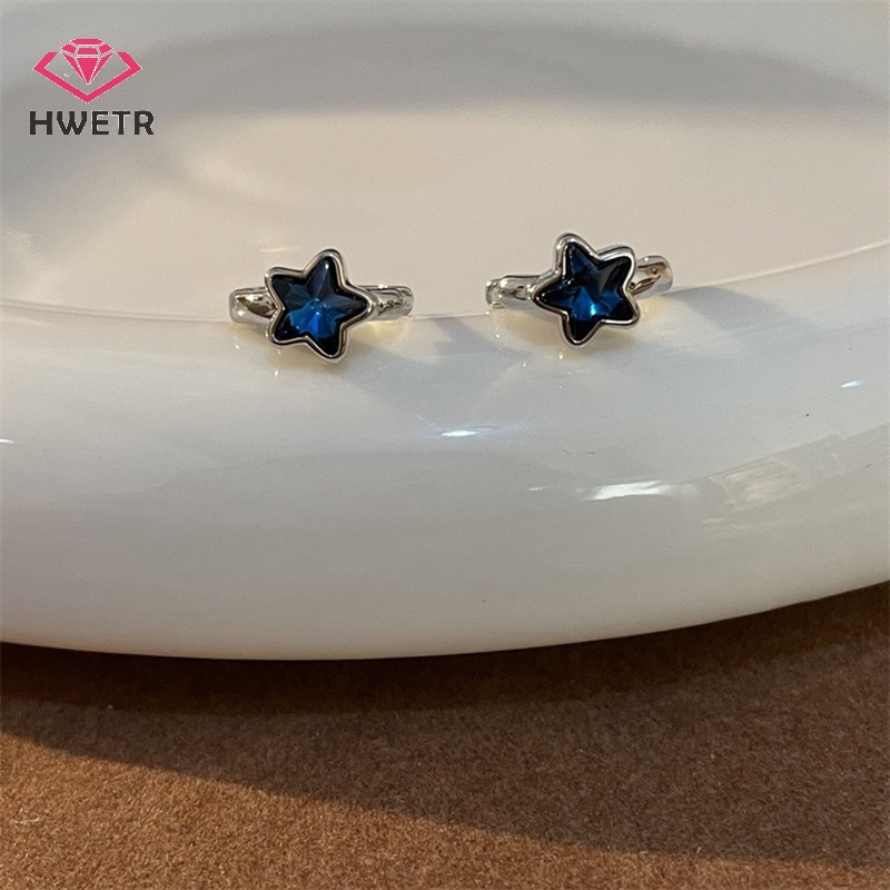 Khuyên Tai Tròn Hình Ngôi Sao Màu Xanh Dương y2k Thời Trang Mới