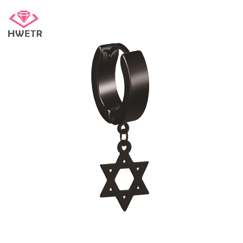 Khuyên Tai Dạng Vòng Nhiều Hình Dạng Bằng Thép Không Gỉ Màu Đen Phong Cách gothic punk Thời Trang Cho Nam Và Nữ Mới