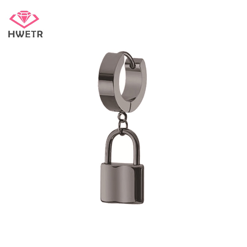 Khuyên Tai Dạng Vòng Nhiều Hình Dạng Bằng Thép Không Gỉ Màu Đen Phong Cách gothic punk Thời Trang Cho Nam Và Nữ Mới