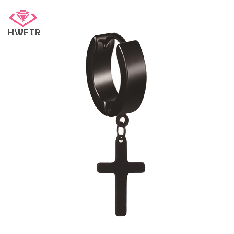 Khuyên Tai Dạng Vòng Nhiều Hình Dạng Bằng Thép Không Gỉ Màu Đen Phong Cách gothic punk Thời Trang Cho Nam Và Nữ Mới