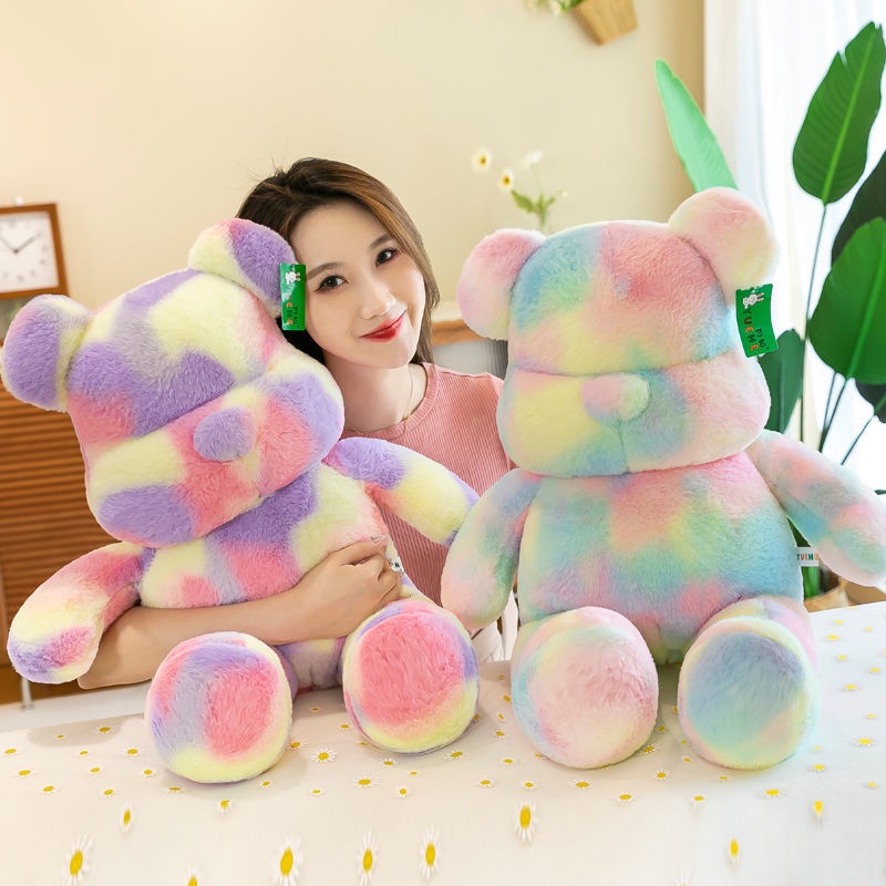 Panda~Búp bê sang trọng đầy màu sắc Cầu vồng lớn gấu bông đáng yêu ôm gấu gối ngủ mềm mại búp bê gối gối búp bê món quà sinh nhật 0243