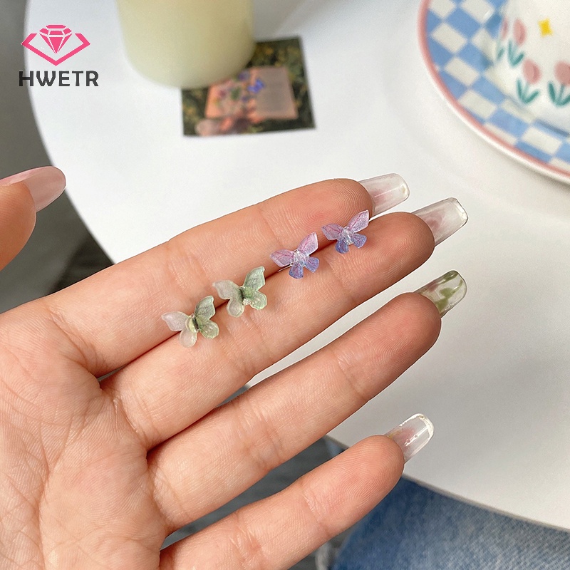 Hwtr Bộ Khuyên Tai Dạng Hạt Xoắn Hình Hoa Bướm Tối Giản Thời Trang Mùa Xuân Cho Nữ Mới