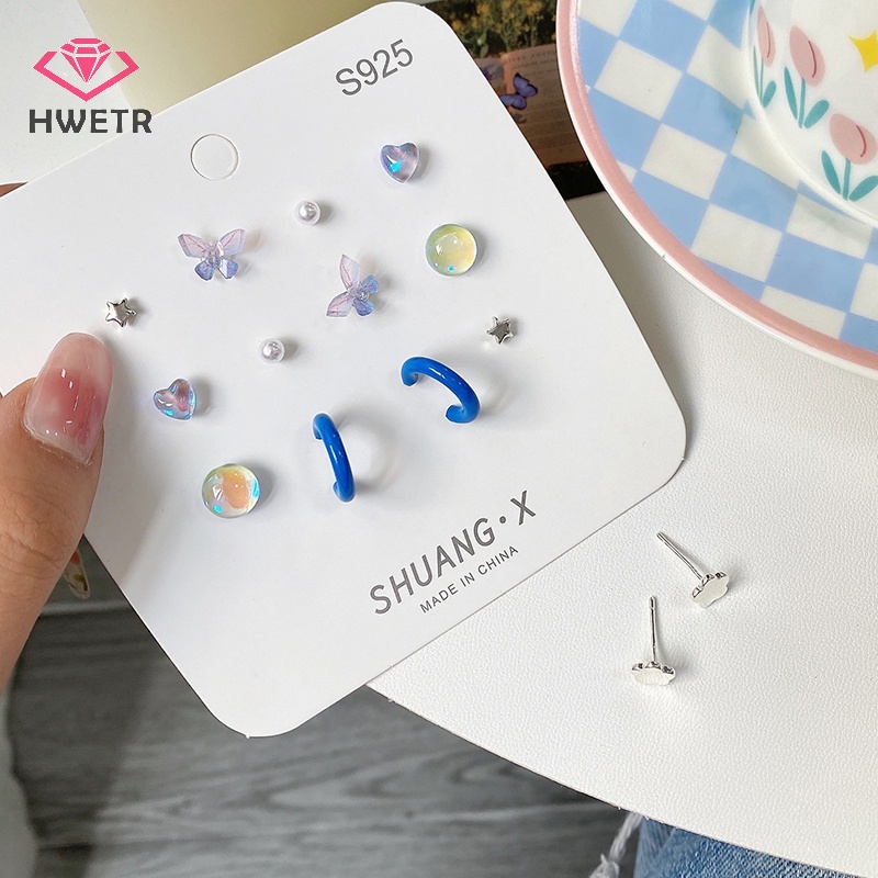 Hwtr Bộ Khuyên Tai Dạng Hạt Xoắn Hình Hoa Bướm Tối Giản Thời Trang Mùa Xuân Cho Nữ Mới