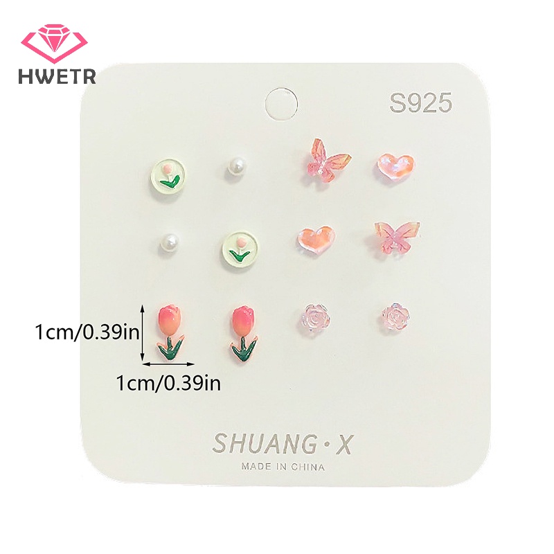 Hwtr Bộ Khuyên Tai Dạng Hạt Xoắn Hình Hoa Bướm Tối Giản Thời Trang Mùa Xuân Cho Nữ Mới