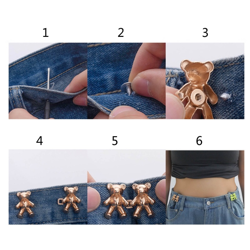 ✿ Dễ Thương Nút Quần Jean Không Đường May Hình Gấu Đáng Yêu