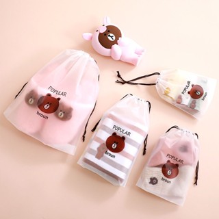 [HÀNG CÓ SẴN] SET 5 Túi nhựa dây rút trong suốt đựng giày, quần áo khi đi du lịch