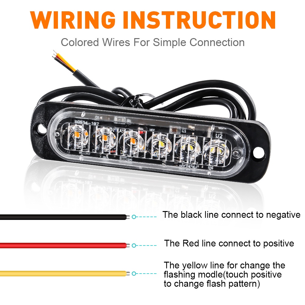 1 Đèn Nhấp Nháy 6 Bóng led 12-24v Ánh Sáng Vàng / Trắng / Xanh Dương Cảnh Báo Khẩn Cấp Cho Xe Hơi / Xe Tải