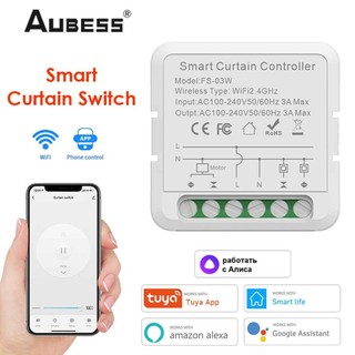 Aubess tuya bộ điều khiển rèm thông minh công tắc màn không dây wifi điều khiển từ xa làm việc với google home alexa nhà thông minh