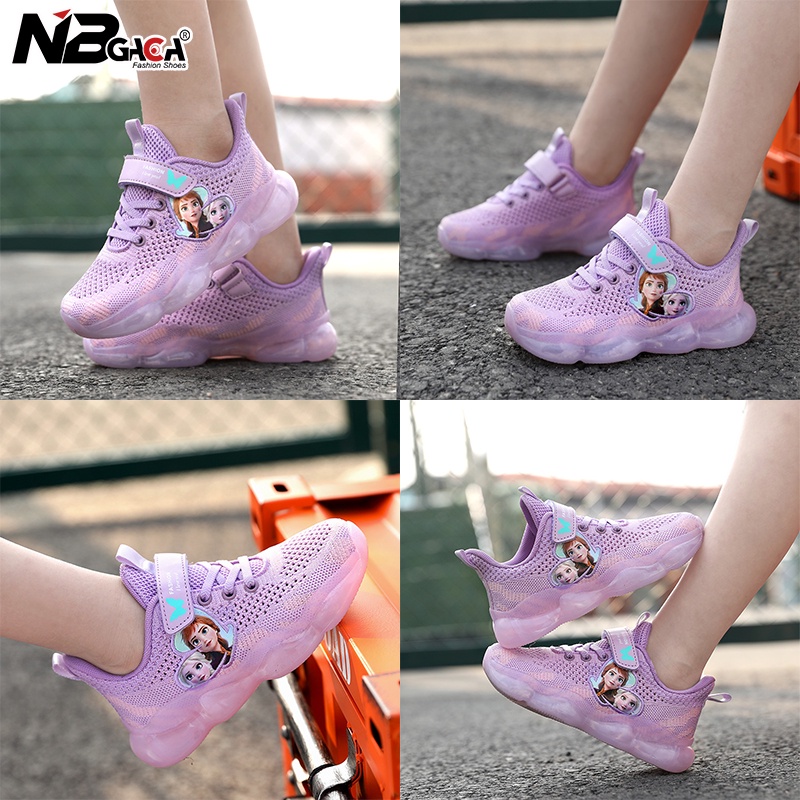 Giày Sneaker Phối Lưới Thoáng Khí In Họa Tiết Hoạt Hình Dễ Thương Thời Trang Cho Bé Gái 5-18 Tuổi