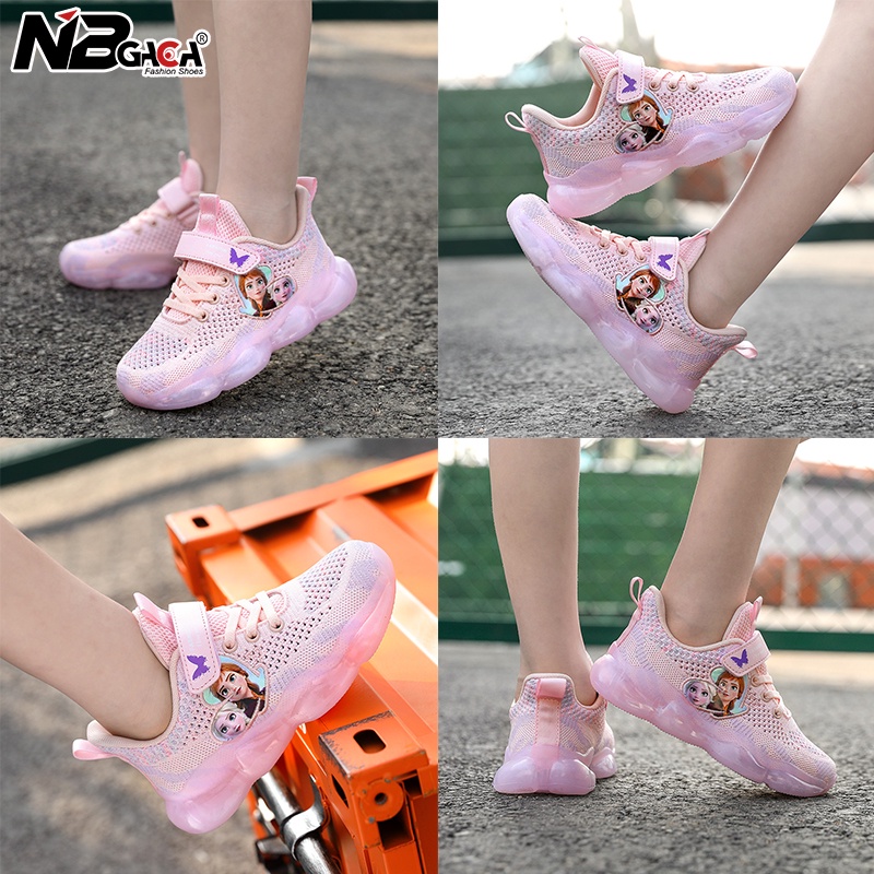 Giày Sneaker Phối Lưới Thoáng Khí In Họa Tiết Hoạt Hình Dễ Thương Thời Trang Cho Bé Gái 5-18 Tuổi
