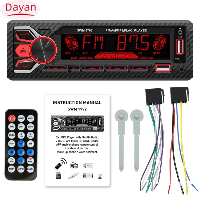 Máy Nghe Nhạc bluetooth dayan 1 din Hai Đầu Đọc Thẻ Nhớ hd Chống Mất Có Đèn Nhiều Màu