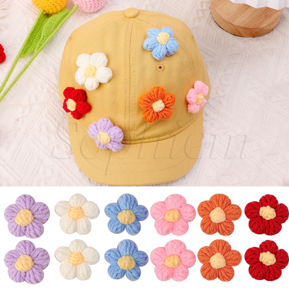 Móc Len cotton Hình Hoa Dễ Thương Dùng Trang Trí Mũ / Đồ Thủ Công diy
