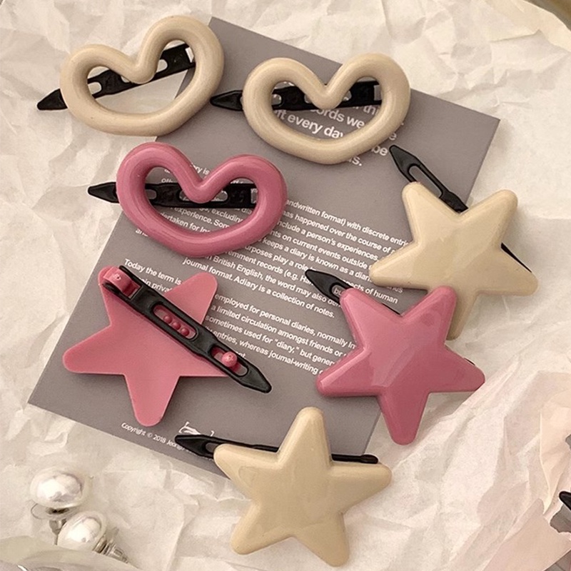 Set 2 Kẹp Tóc Hình Trái Tim Màu Hồng Ngọt Ngào Cho Nữ