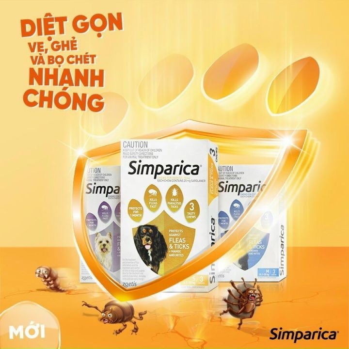 SIMPARICA Viên Nhai Loại Bỏ Ze Rận Bọ Chét Cho Chó