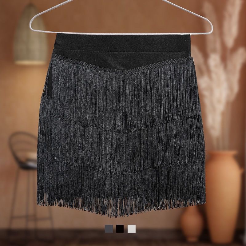 Chân Váy Khiêu Vũ latin Dáng Ngắn Phối Tua Rua Thời Trang Cho Nữ