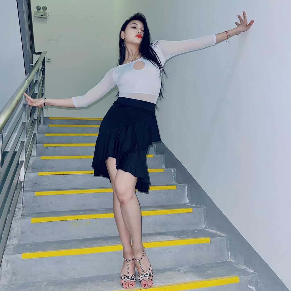 Chân Váy Khiêu Vũ latin Dáng Ngắn Phối Tua Rua Thời Trang Cho Nữ