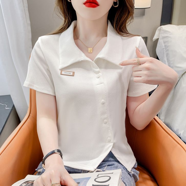 Áo Thun polo Ngắn Tay Dáng Ôm Thiết Kế Xẻ Tà Thời Trang Mùa Hè Hàng Mới Dành Cho
