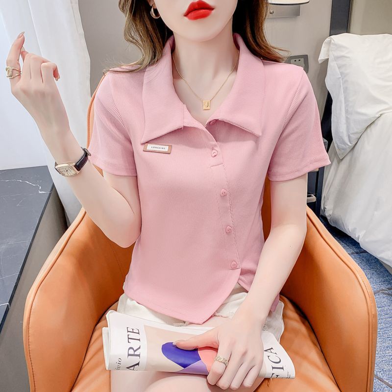 Áo Thun polo Ngắn Tay Dáng Ôm Thiết Kế Xẻ Tà Thời Trang Mùa Hè Hàng Mới Dành Cho