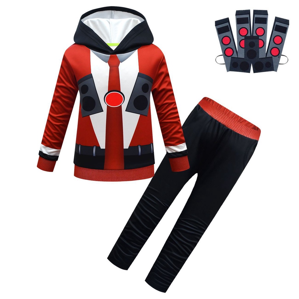 Skibidi Bộ Áo Hoodie + Quần Dài Hóa Trang Thể Thao Hóa Trang halloween Cho Bé