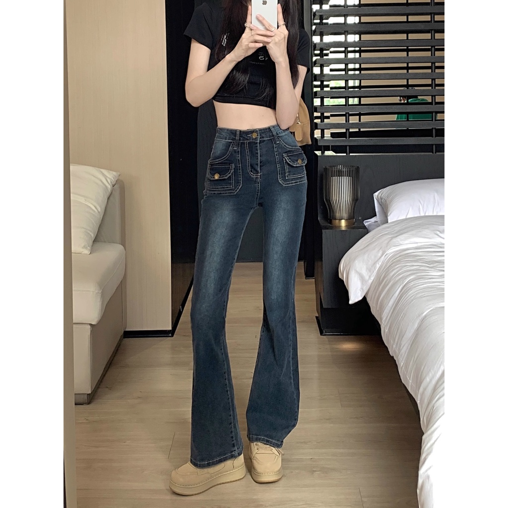 ZUOYINMO quần ống rộng quần nữ jean phong cách Retro Ống Rộng siêu đẹp 2023 MỚI A97L6IV 34Z230822