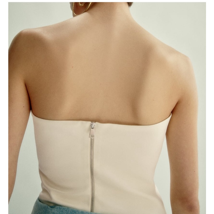 Zara Áo Ống satin 23 Kiểu Mới Mùa Hè Hở Vai Có Khóa Kéo Sau Lưng Thời Trang3067209