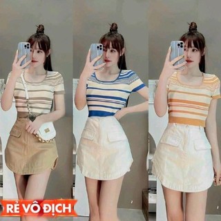 Chân váy nữ có quần phối xích chất vải kaki 3 size sml Trễ lưng