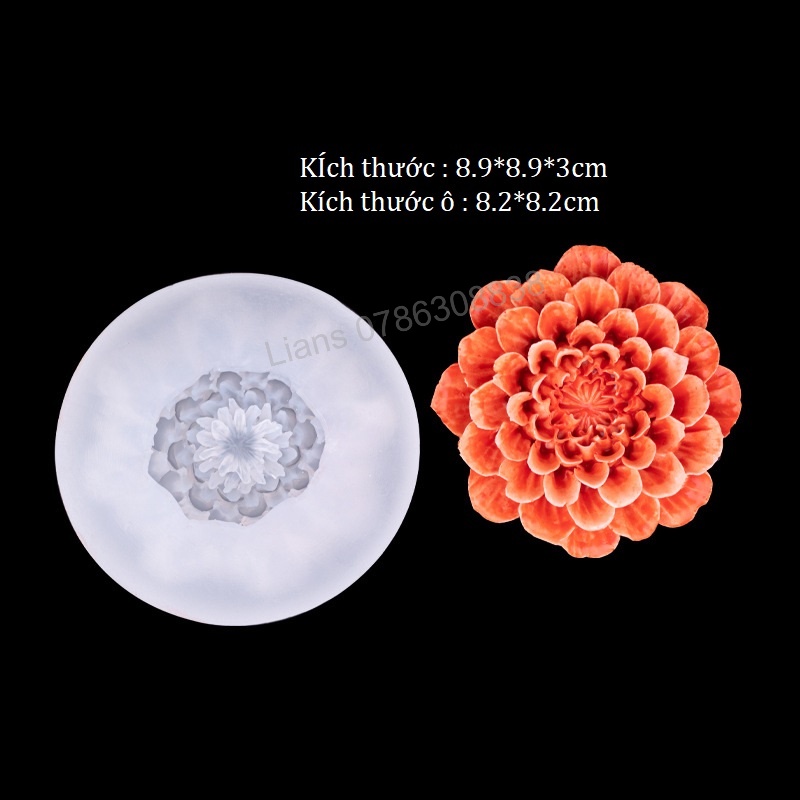 SG - Khuôn silicon làm rau câu 4d hình hoa mẫu đơn