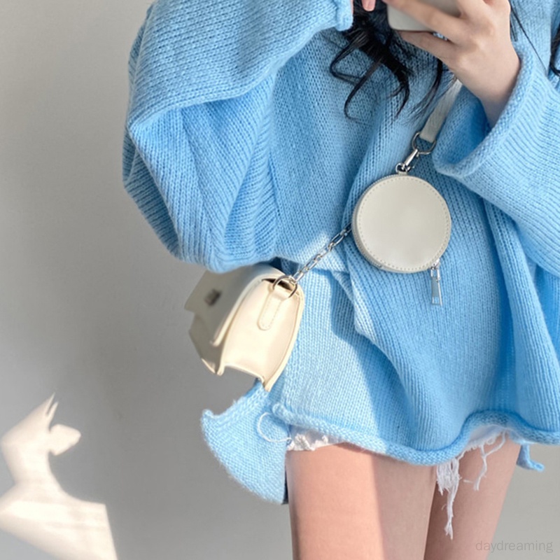 Áo sweater Cổ Chữ v Dáng Rộng Màu Sắc Đơn Giản Phong Cách Hàn Quốc Dành Cho Nữ